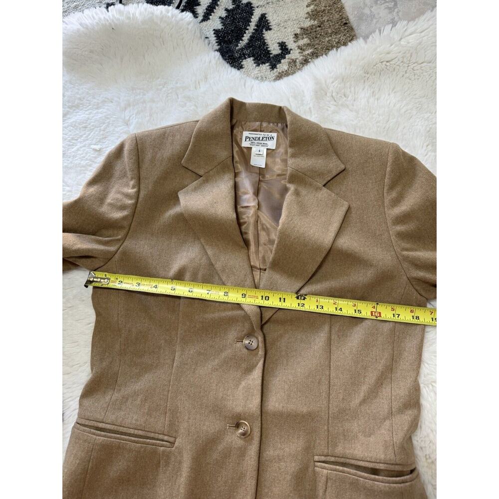Vintage Pendleton Blazer Skirt Suit Set Tan Outfit Virgin Wool PRISTINE - Picture 4 of 12